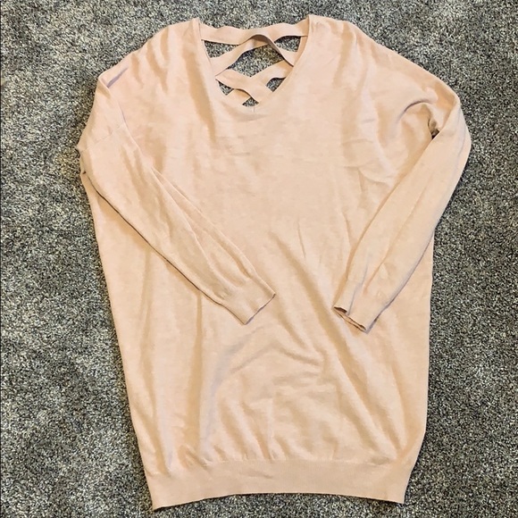 Light pink tunic sweater. Crosses in back - Picture 1 of 3